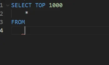 The sel10 snippet expanded to SELECT TOP 1000, *, FROM on separate indented lines